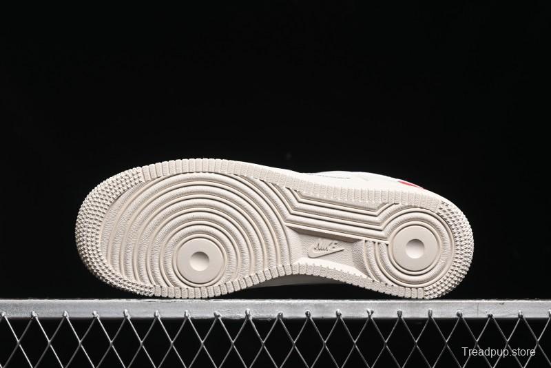 Nike Air Force 1 '07 Low Stussy Collaboration - Double Swoosh Red Tag Low-Top Casual Sneakers - SJ6698-013