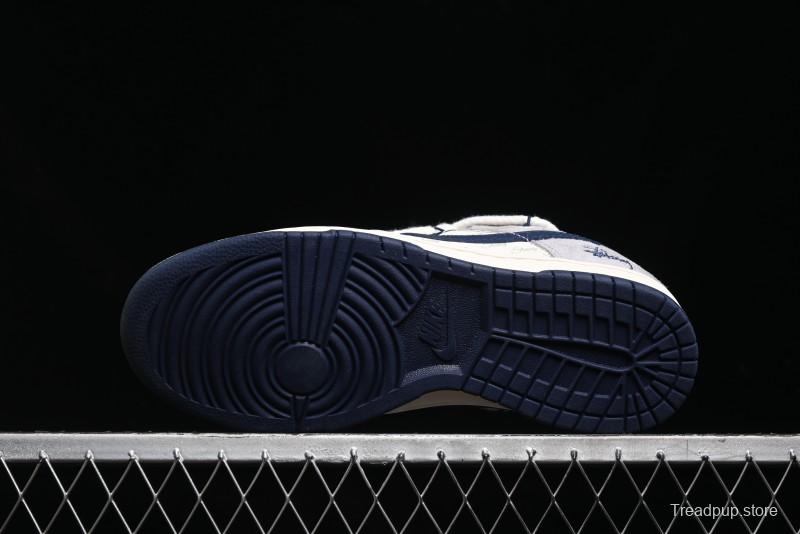 Nike SB Dunk Low Stussy Collaboration - Navy Blue Embroidery Swoosh Anniversary Custom Low-Top Casual Sneakers - SJ2068-296