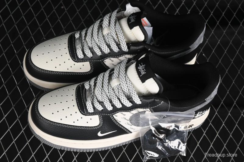 Nike Air Force 1 '07 Low Stussy Collaboration - Black Grey Casual Sneakers - XZ3328-566