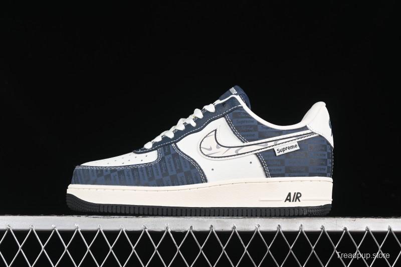 Nike Air Force 1 '07 Low Supreme Casual Sneakers in White-Blue Shadow - KK1988-009