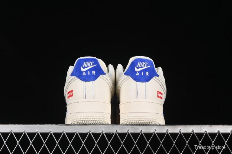 Nike Air Force 1 '07 Low Supreme Collaboration - Off White Navy Blue Low Top Casual Sneakers SJ6698-004