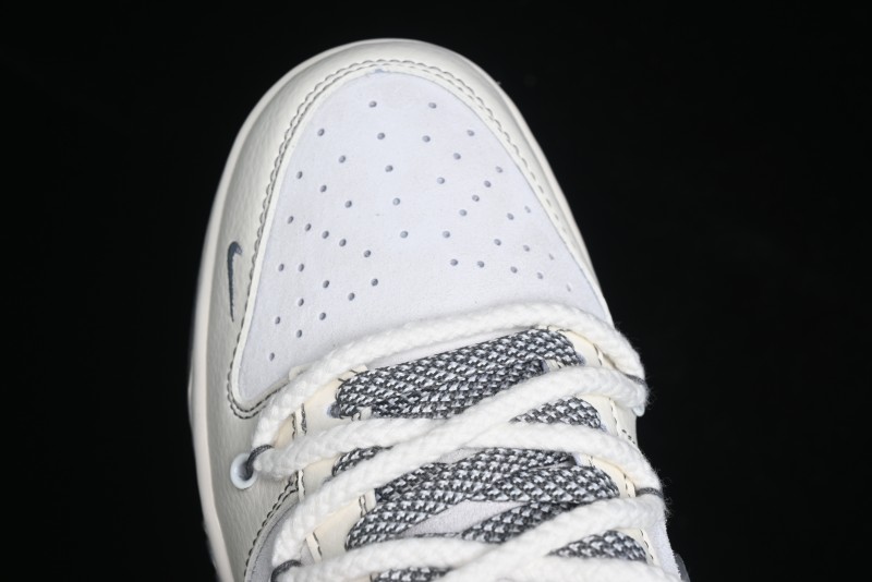 Nike SB Dunk Low Supreme x Stone Island Triple Collaboration - Strap Patch Gray Hook Anniversary High-End Custom Low-Top Casual Skate Shoes - YX5066-203
