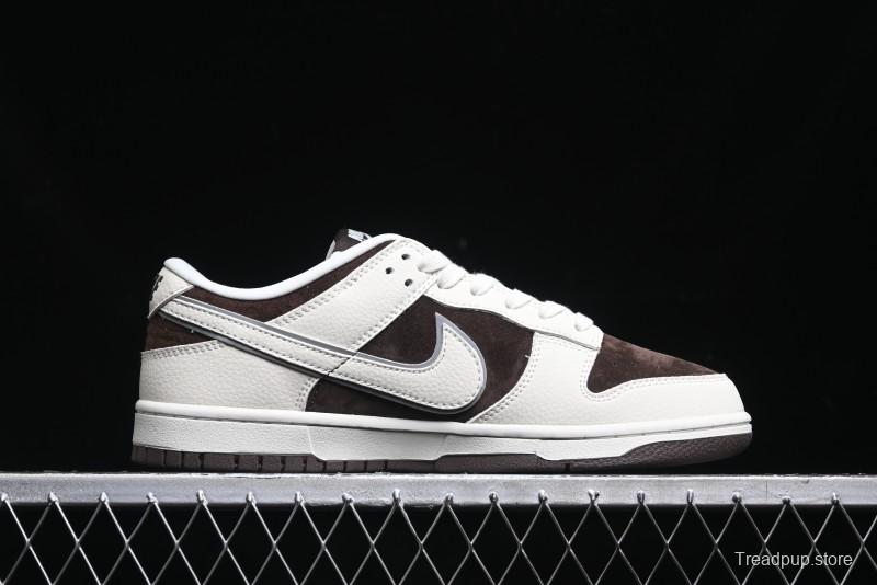 Nike SB Dunk Low Stussy Collaboration - Dark Brown White Swoosh Anniversary Custom Low-Top Casual Sneakers - KK1333-012