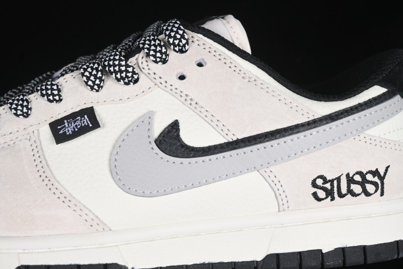 Nike SB Dunk Low Stussy Collaboration Grey Pig Suede Anniversary Custom Low-Top Casual Skate Shoes - DJ2024-061