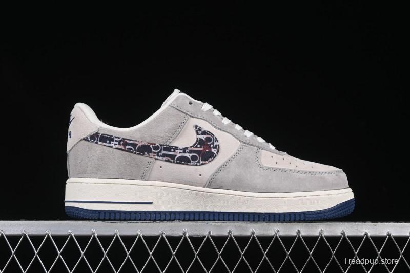 Nike Air Force 1 '07 Low Dior Collaboration Grey Blue Ghost Face Casual Sneakers - KK1988-044