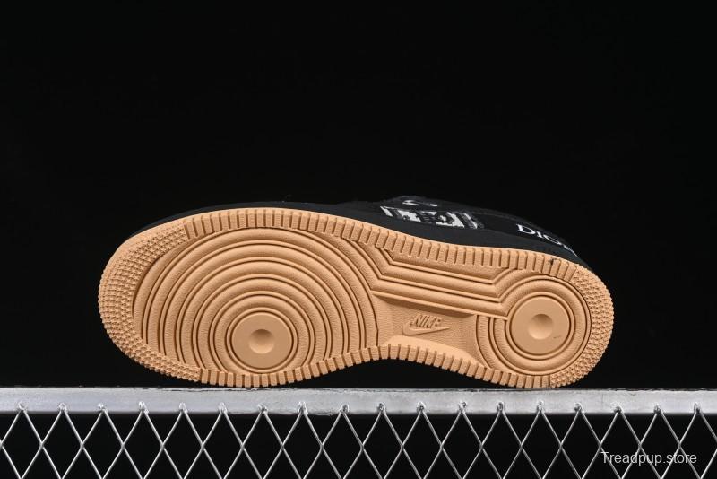 Nike Air Force 1 '07 Low Dior Collaboration Black Gum Knit Casual Sneakers - KK1988-058