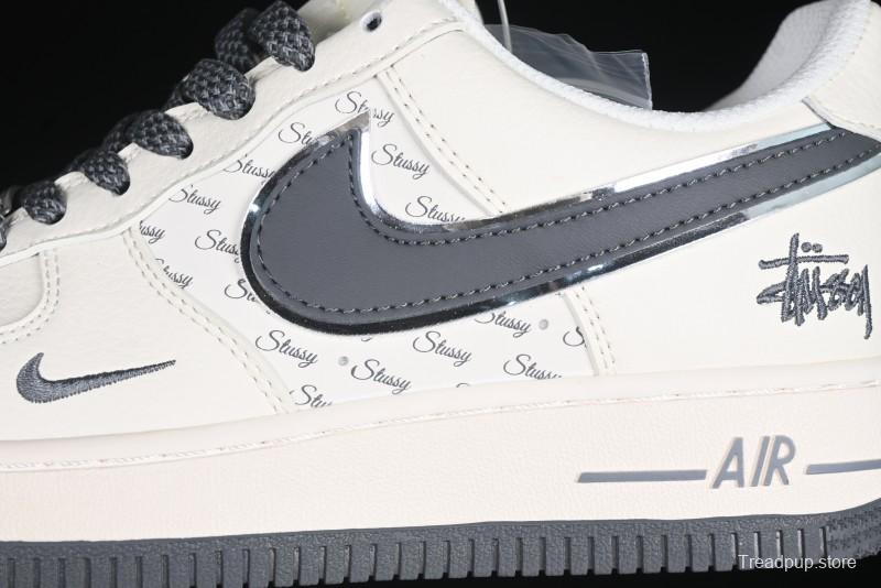 Nike Air Force 1 '07 Low Stussy Collaboration - Grey English Patchwork Low-Top Casual Sneakers - XZ3328-536