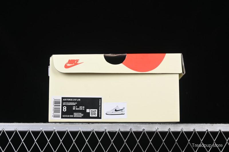 Nike Air Force 1 '07 Low Stussy Collaboration Grey Pigskin Black Swoosh Low-Top Casual Sneakers - XZ3318-099