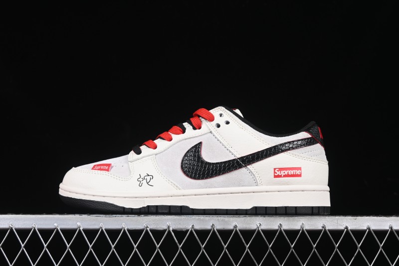Nike SB Dunk Low Year of the Snake Series - Black Snakeskin with Black Swoosh Anniversary Custom Low-Top Casual Skate Shoes - DM6868-012