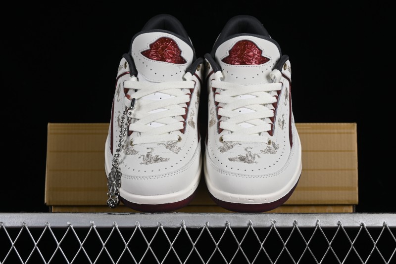Nike Air Jordan 2 Retro AJ2 Low Top Basketball Shoes with Phoenix Embroidery Dragon Year Limited Edition - FJ5736-100