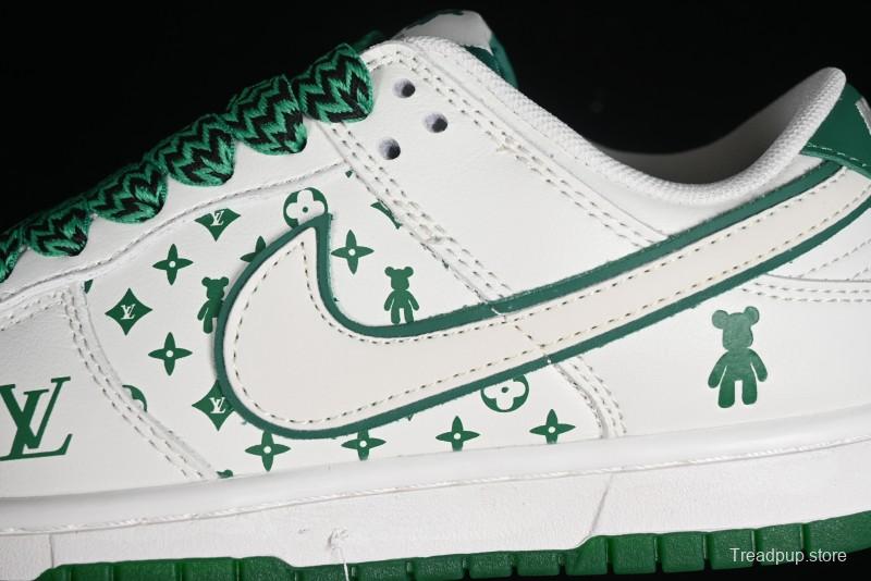 Nike SB Dunk Low LV Collaboration - Beige Green Violent Bear Anniversary High-End Custom Low-Top Casual Skate Shoes - SJ2068-241