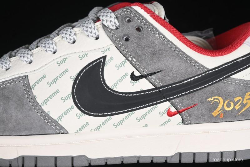 Nike SB Dunk Low Supreme Collaboration Bullet Screen Black Check Anniversary Customized Low-Top Casual Sneakers - FC1688-208