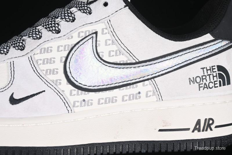 Nike Air Force 1'07 Low The North Face Collaboration - Grey Black Reflective Swoosh Casual Sneakers - DM6688-007