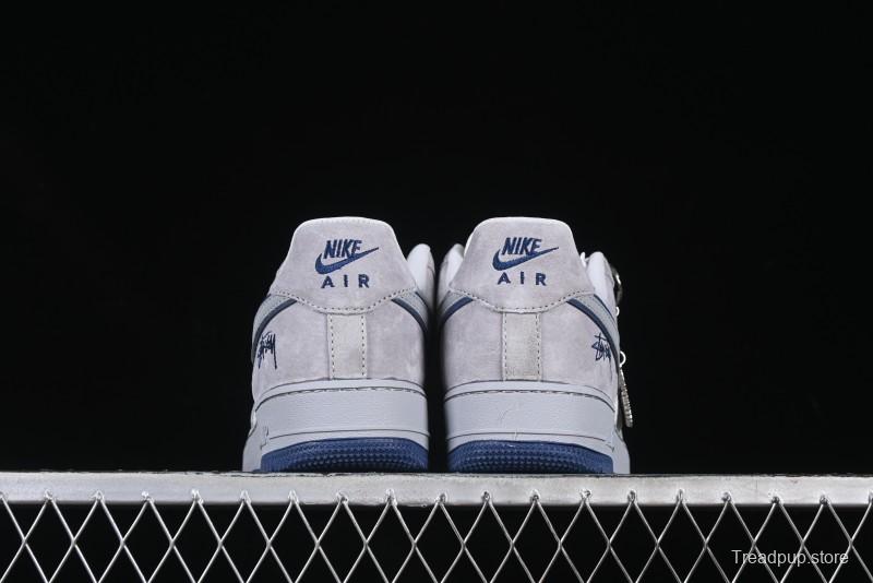 Nike Air Force 1 '07 Low Stussy Collaboration Grey Blue Pig Bear AF1 Low Top Casual Sneakers - DF0188-017