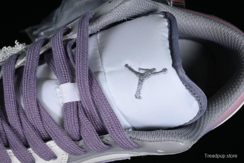 Nike Air Jordan 1 Low AJ1 Retro Basketball Shoes with Panda Mischief Modern Floral Design - 553560-053