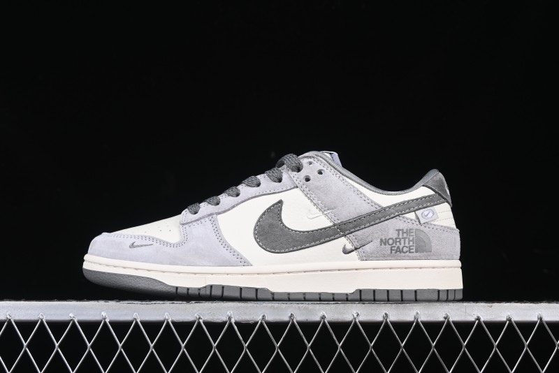 Nike SB Dunk Low The North Face Collaboration Double Swoosh Grey Pigskin Anniversary Edition Custom Low-Top Casual Skate Shoes - XX3168-009