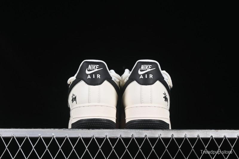 Nike Air Force 1 '07 Low Stussy Collaboration Beige Black Drawstring Casual Sneakers - SJ1198-109