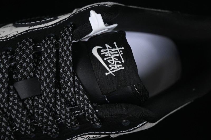 Nike Air Force 1 '07 Low Stussy Collaboration Black Leather Low-Top Casual Sneakers - CH6336-518