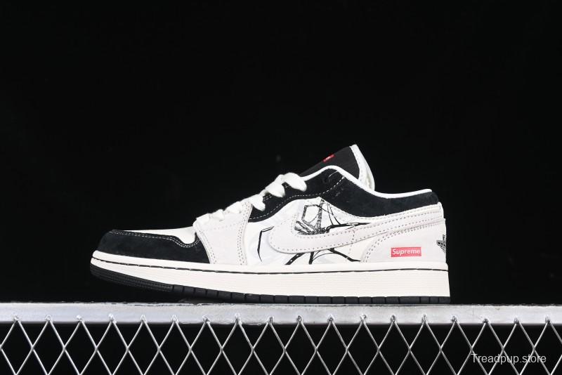 Nike Air Jordan 1 Low Supreme Collaboration Spider Custom High-End Retro Basketball Shoes - XS6086-007