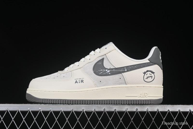 Nike Air Force 1 '07 Low Casual Sneakers in Light Grey with Custom Hardware - DF0188-036