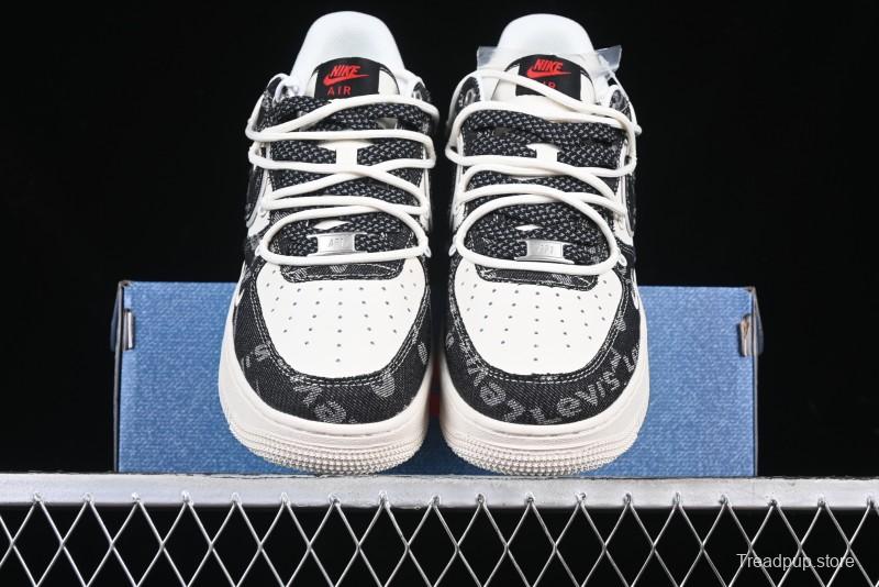 Nike Air Force 1 '07 Low Levi's Collaboration Black Denim Drawstring Casual Sneakers - SJ1198-800