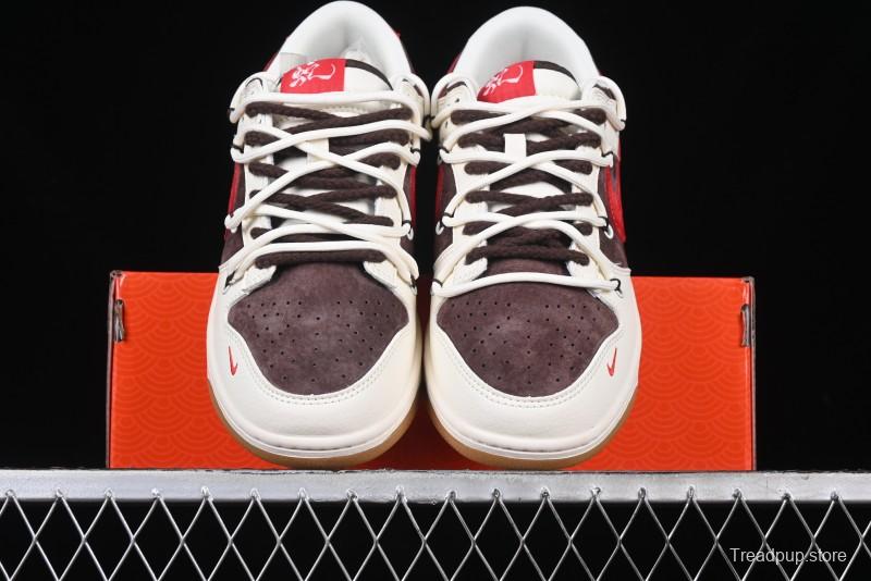Nike SB Dunk Low Year of the Snake Series - Lace-Up Red Hook Anniversary High-End Custom Low-Top Casual Skate Shoes - YX5066-266