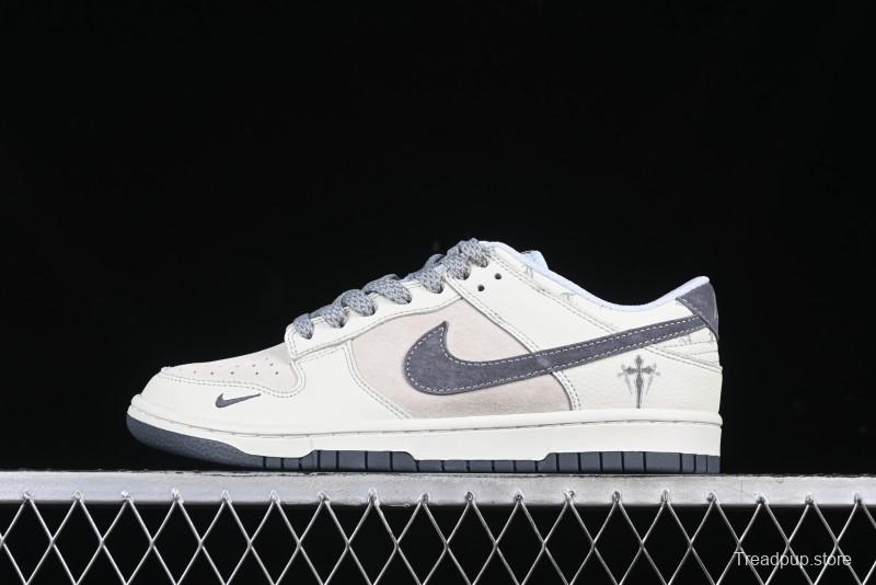 Nike SB Dunk Low Chrome Hearts Collaboration Cross Print Grey Swoosh Anniversary Custom Low-Top Casual Sneakers - DJ2024-064