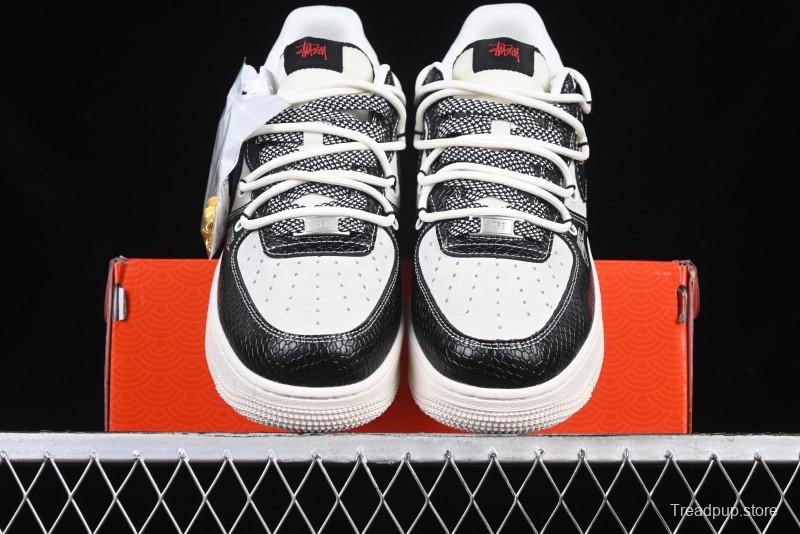 Nike Air Force 1 '07 Low Stussy Year of the Snake Limited Edition Black Snake Print Drawstring Casual Sneakers - DM6688-013