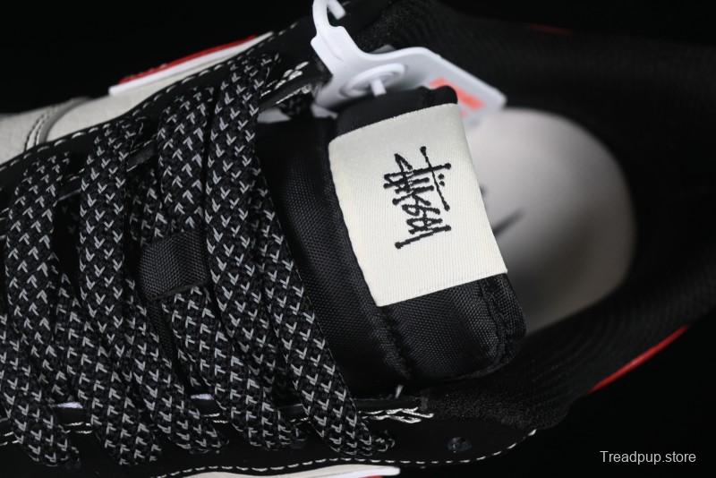 Nike Air Force 1 '07 Low Stussy Collaboration Black Stitch Red Swoosh Casual Sneakers - XS1958-518