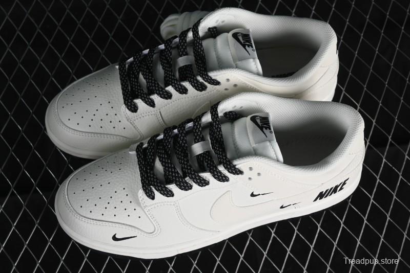 Nike SB Dunk Low Collaboration Three Swooshes Beige Black Color Low Top Casual Skateboarding Shoes - NK5639-321