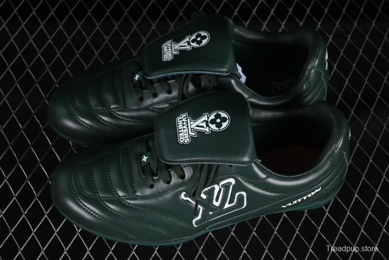 Louis Vuitton Footprint Soccer 2025 Spring Summer Collection Round Toe Lace-Up Low Top Lifestyle Casual Shoes - D.GREEN