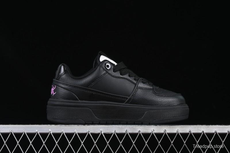 NY Yankees Black Leather Sneakers with Bold Pink Logo