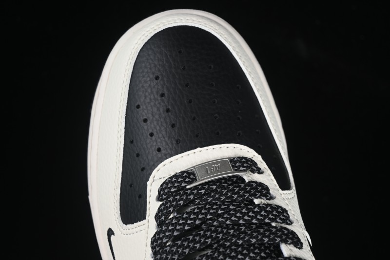 Nike Air Force 1 '07 Low Supreme Collaboration Beige Black Spliced Casual Sneakers with Strap - HH7518-056