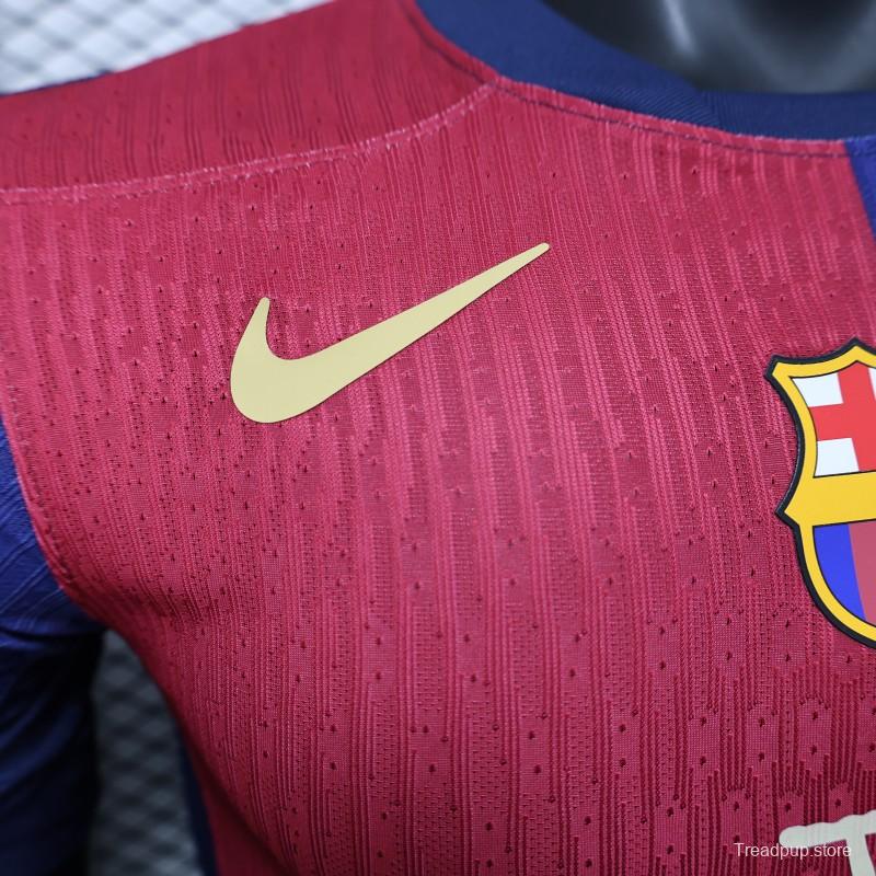Player Version 25/26 FC Barcelona Home  with Pink "T.S. 1989" Jersey