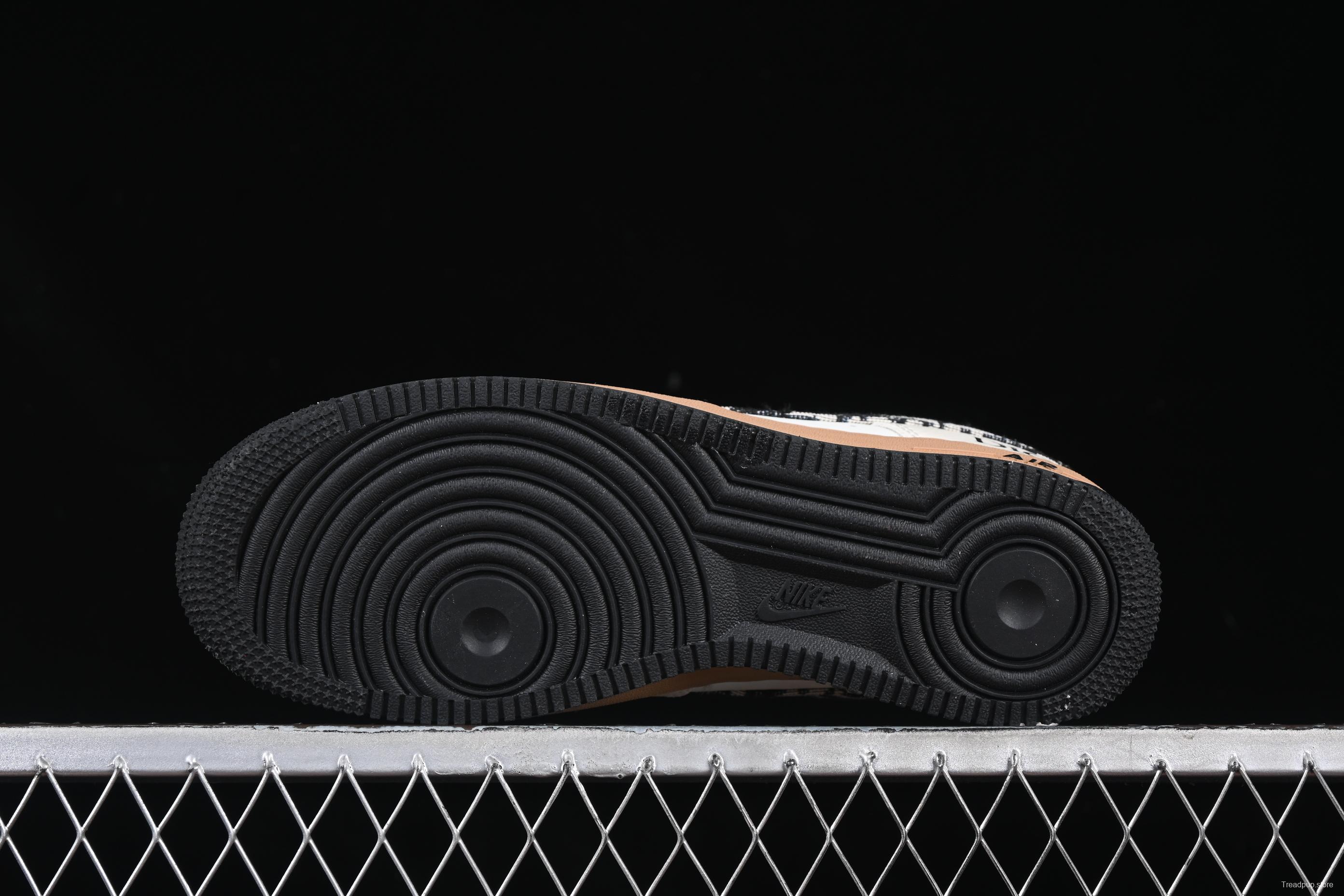 Nike Air Force 1 '07 Low Dior Collaboration Beige Black Grey Stitch Casual Sneakers - KK1988-048