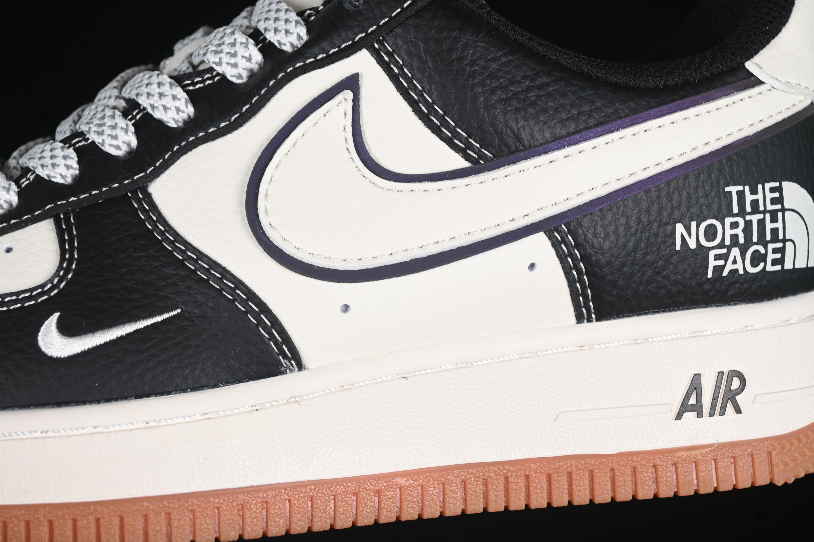 Nike Air Force 1'07 Low The North Face Collaboration Black Lychee Pattern Gum Sole Casual Sneakers - XZ6188-114
