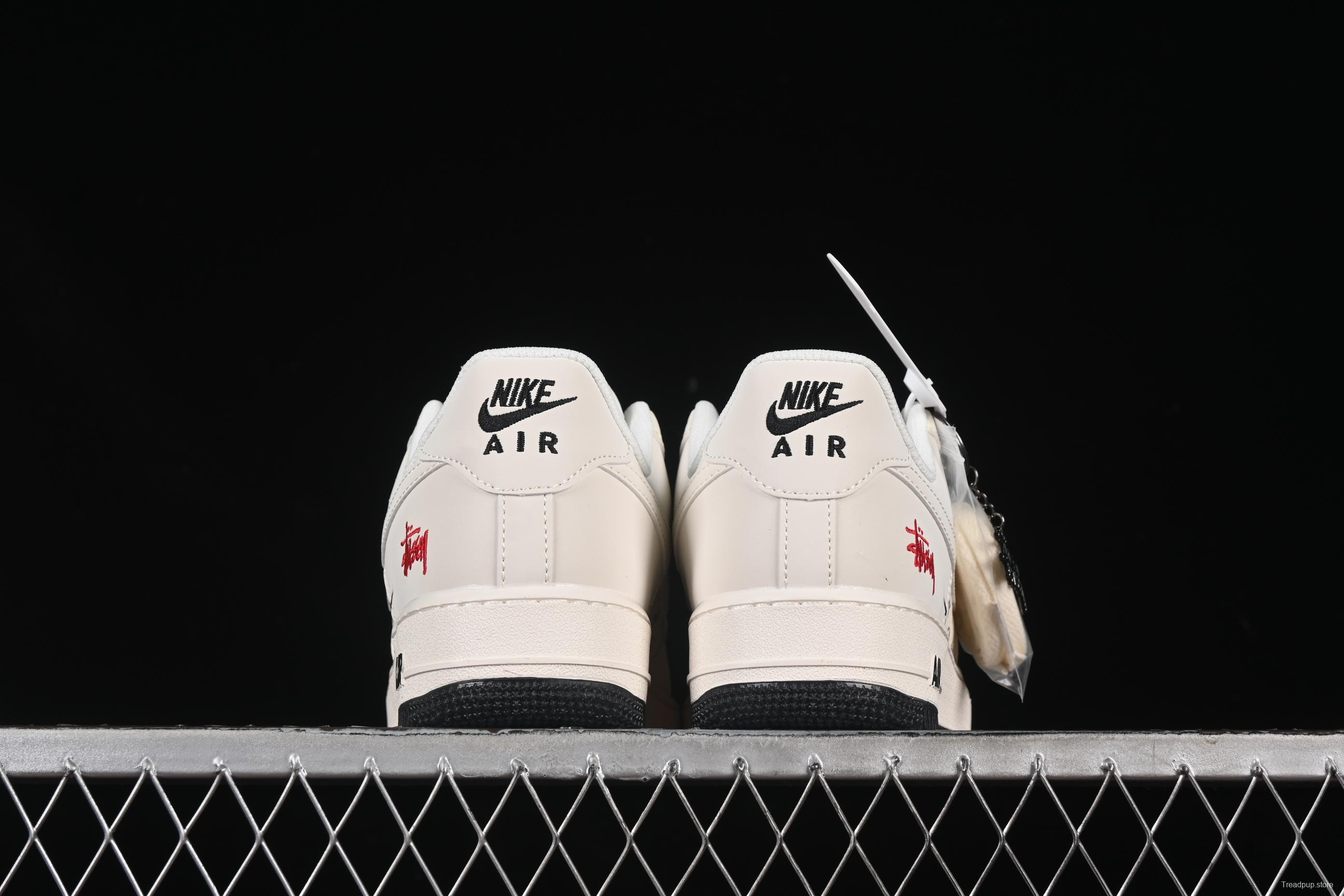 Nike Air Force 1 '07 Low Stussy Collaboration Black Dual-Print Casual Sneakers - HH7518-076