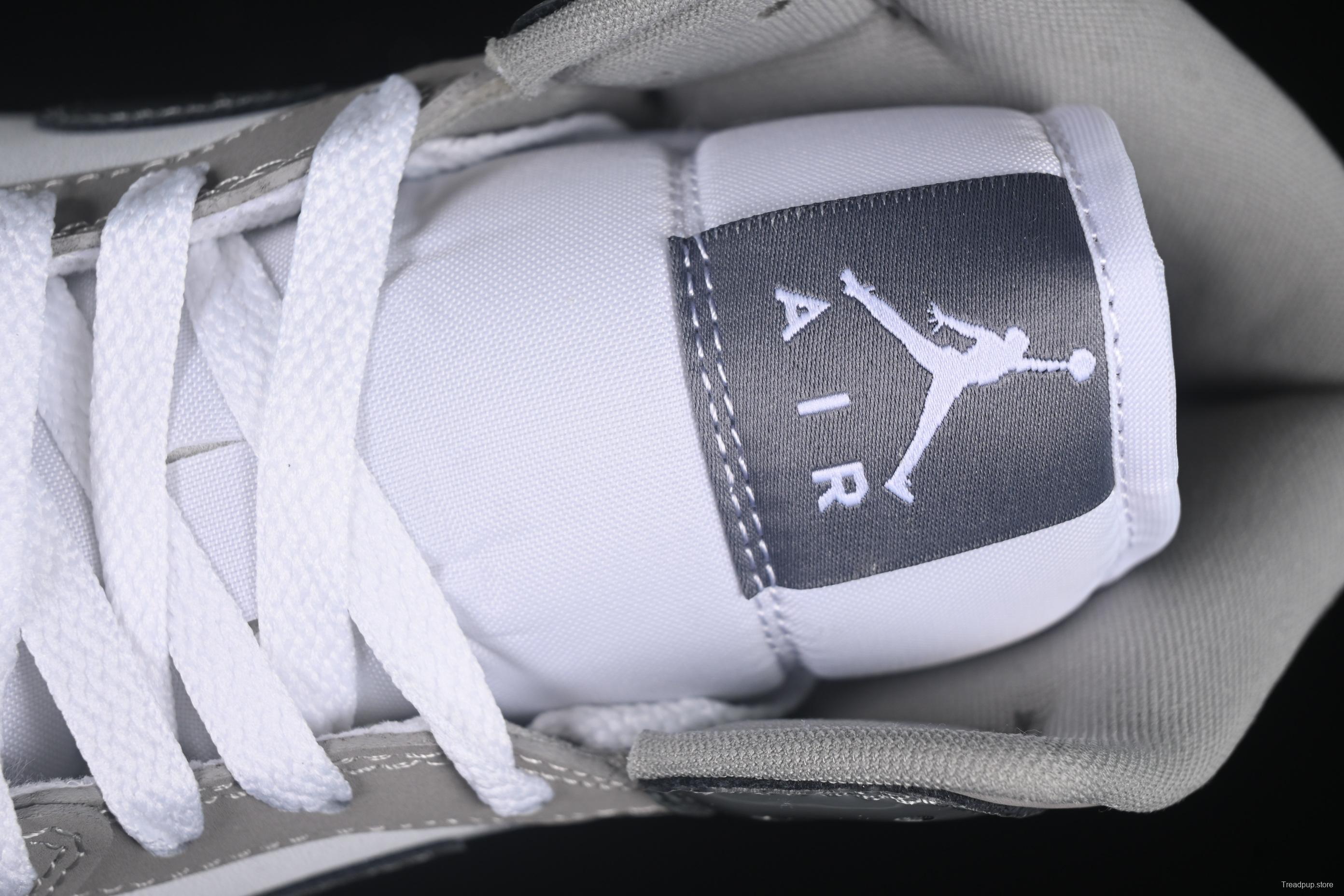 Nike Air Jordan 1 Mid Basketball Shoes in White Grey Patent Leather - HF3216-100