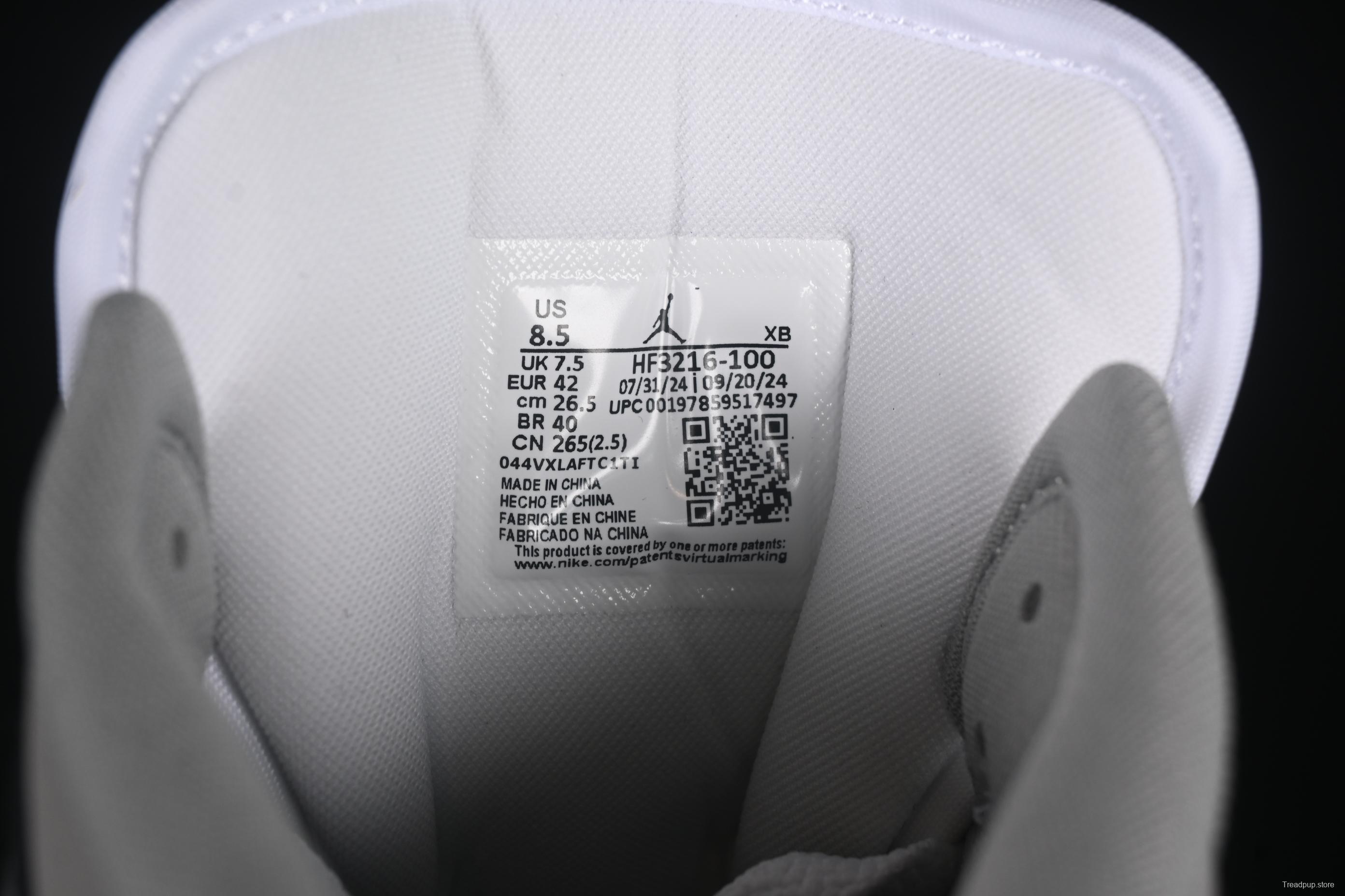 Nike Air Jordan 1 Mid Basketball Shoes in White Grey Patent Leather - HF3216-100