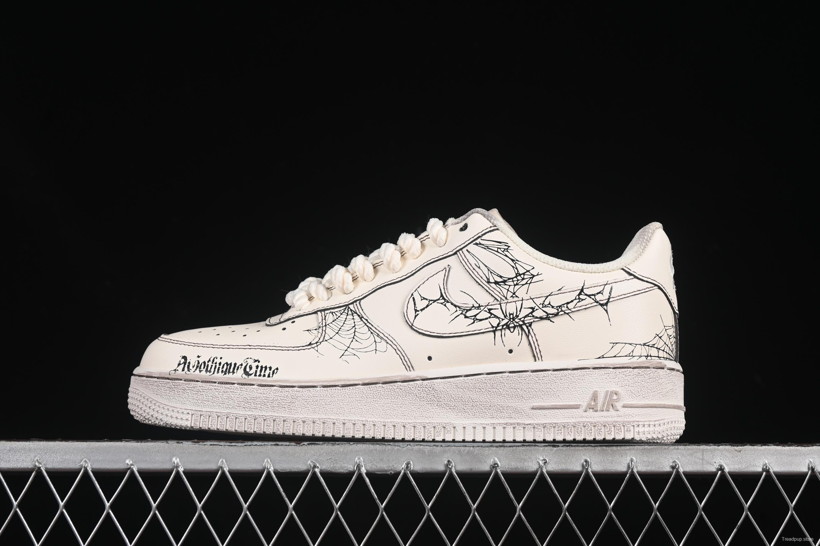 Nike Air Force 1'07 Low Casual Sneakers with Vintage Spider Web Design - 315221-333