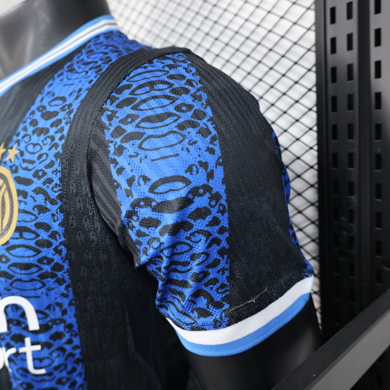 Player Version 25/26 Inter Milan Black and Blue Jersey with Snake Design
