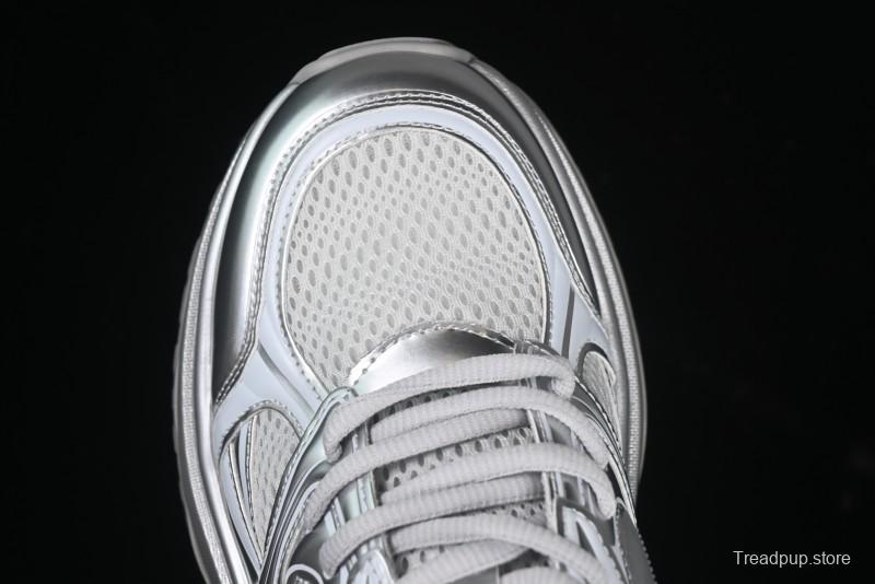 GG-CC Chunky Low Casual Fashion Sneakers with Thick Sole and Height Increasing Design - 2607 Silver