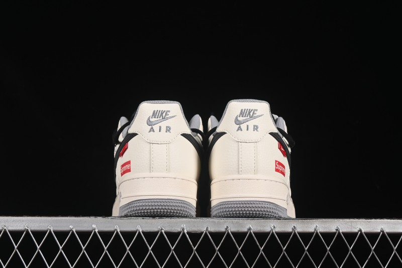 Nike Air Force 1 '07 Low Supreme Collaboration Dual-Tone Grey Black Drawstring Casual Sneakers - DM6868-069