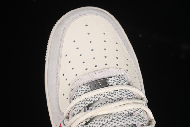 Nike Air Force 1 '07 Low LV Collaboration Two-Tone Red Heel Drawstring Casual Sneakers - DM6868-084