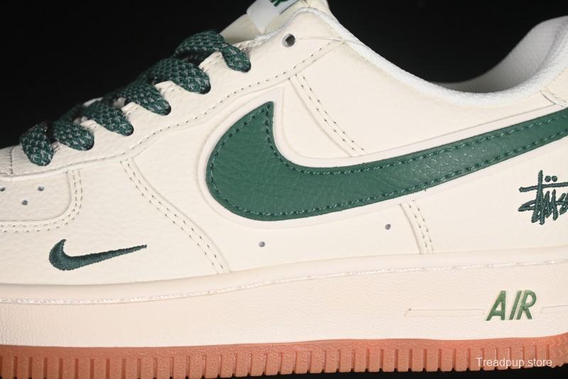 Nike Air Force 1 '07 Low Stussy Collaboration Green Swoosh Gum Sole Casual Sneakers - XX3168-138