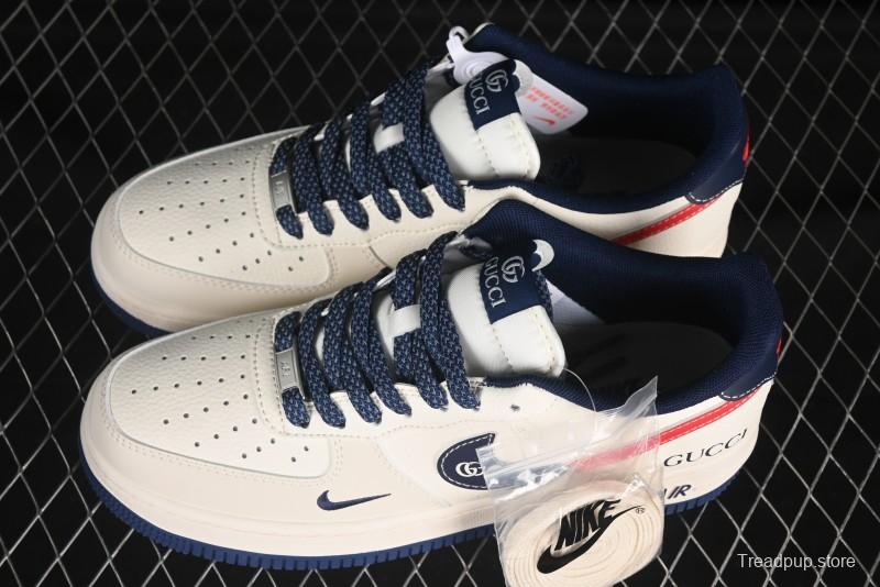 Nike Air Force 1'07 Low Gucci Collaboration Blue Red Swoosh Casual Sneakers - JJ2508-713
