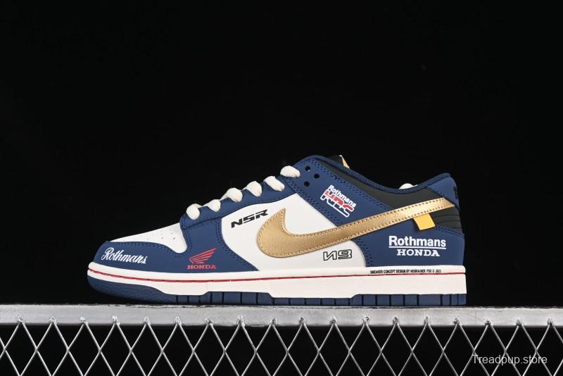 Nike SB Dunk Low Retro White Blue Anniversary Custom Low-Top Casual Skate Shoes - MU0232-365