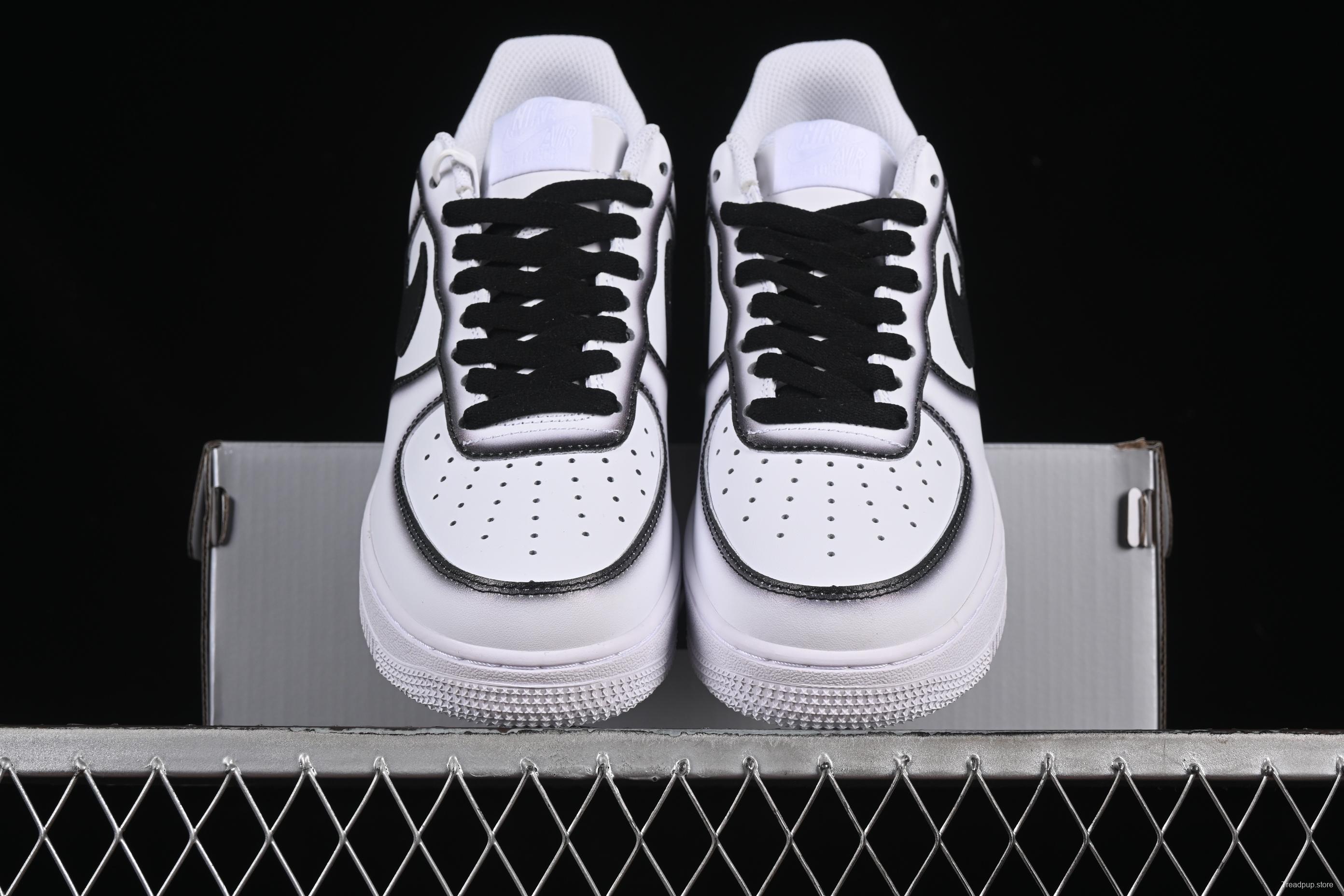 Nike Air Force 1'07 Low Casual Sneakers with Black Border, Green Swoosh & Gold Embroidery - ZH0316-075