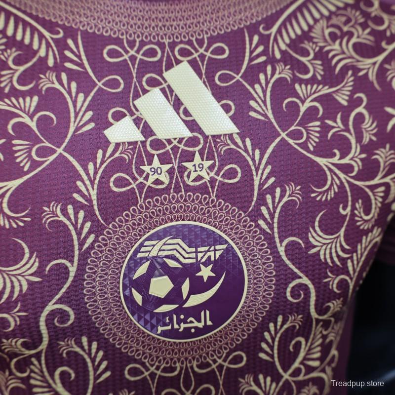 Player Version 2025 Algeria Burgundy with Gold Ornamental Pattern Jersey