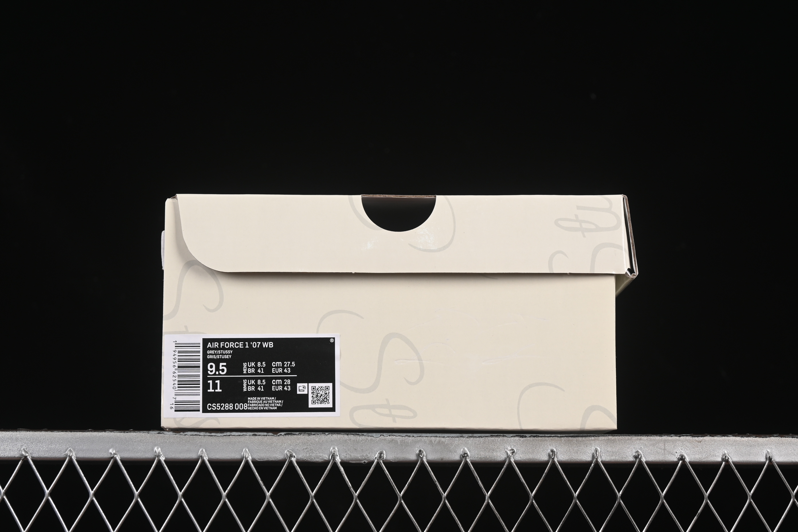 Nike Air Force 1'07 Low Stussy Collaboration Grey Swoosh Grey Base Red Label Casual Sneakers - CS5288-008
